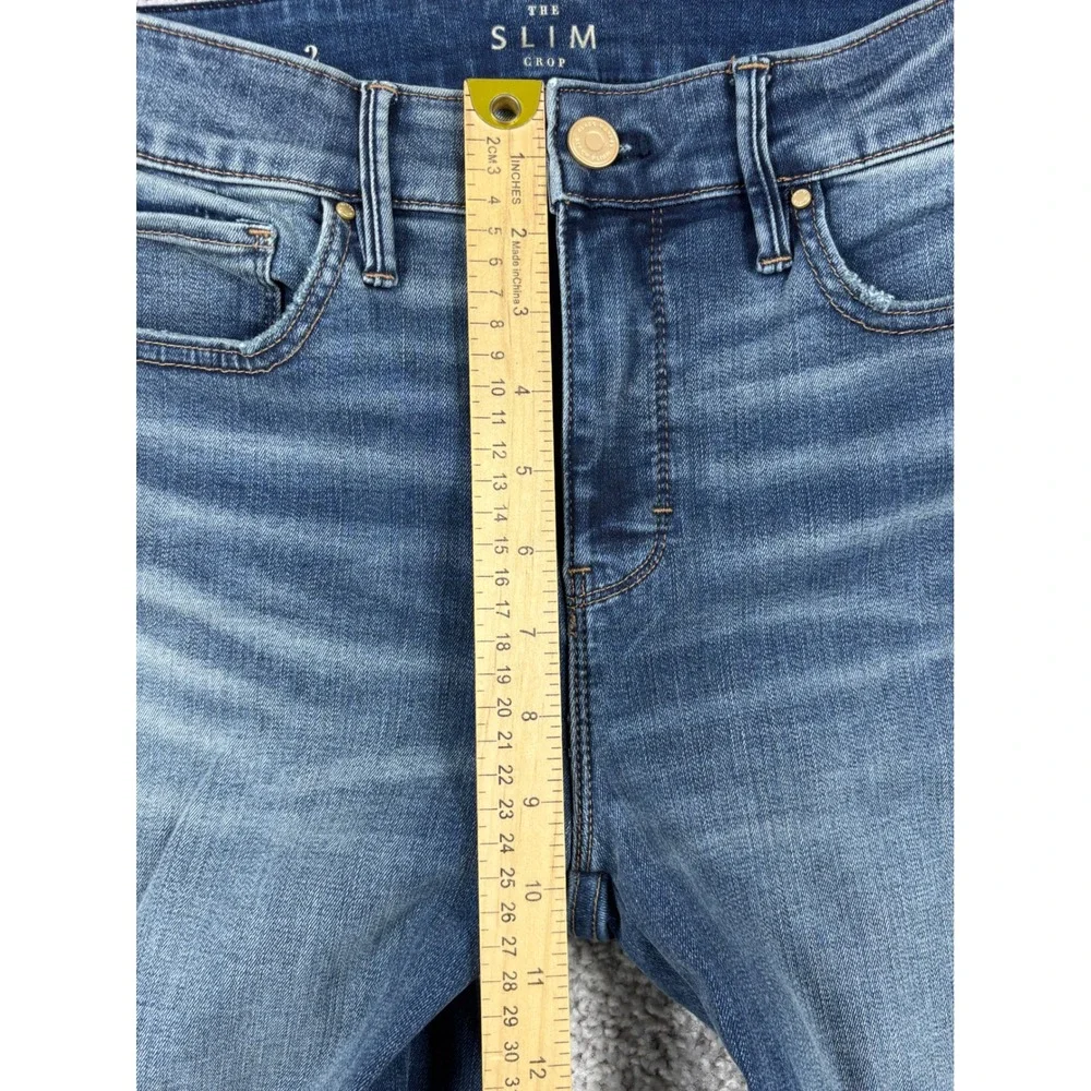 White House Black Market The Slim Crop High Rise Beaded‎ Hem Jeans Blue Womens 2